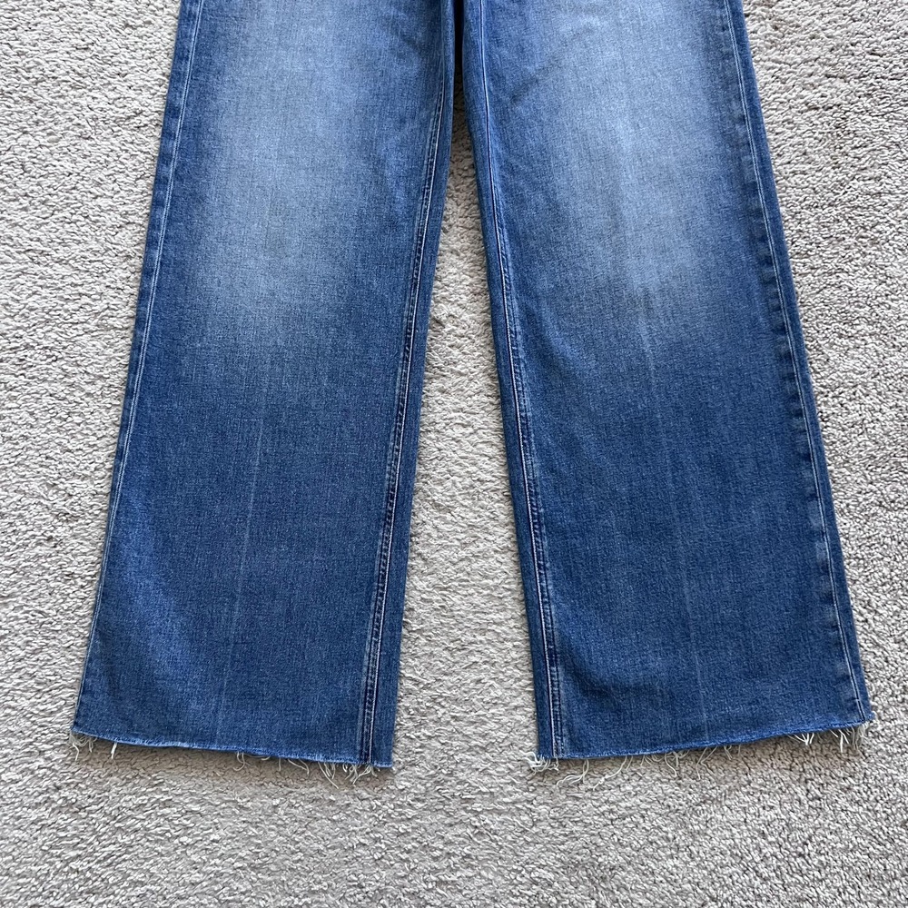 Paige Anessa 31" Viva High Rise Wide Leg Jeans Womens 28 Blue Raw Hem - Picture 2 of 16